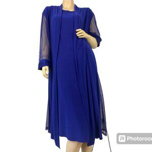 R & M Richards Beaded Jacket Dress Size 18W Beaded Lace Chiffon 2-Pc Set…